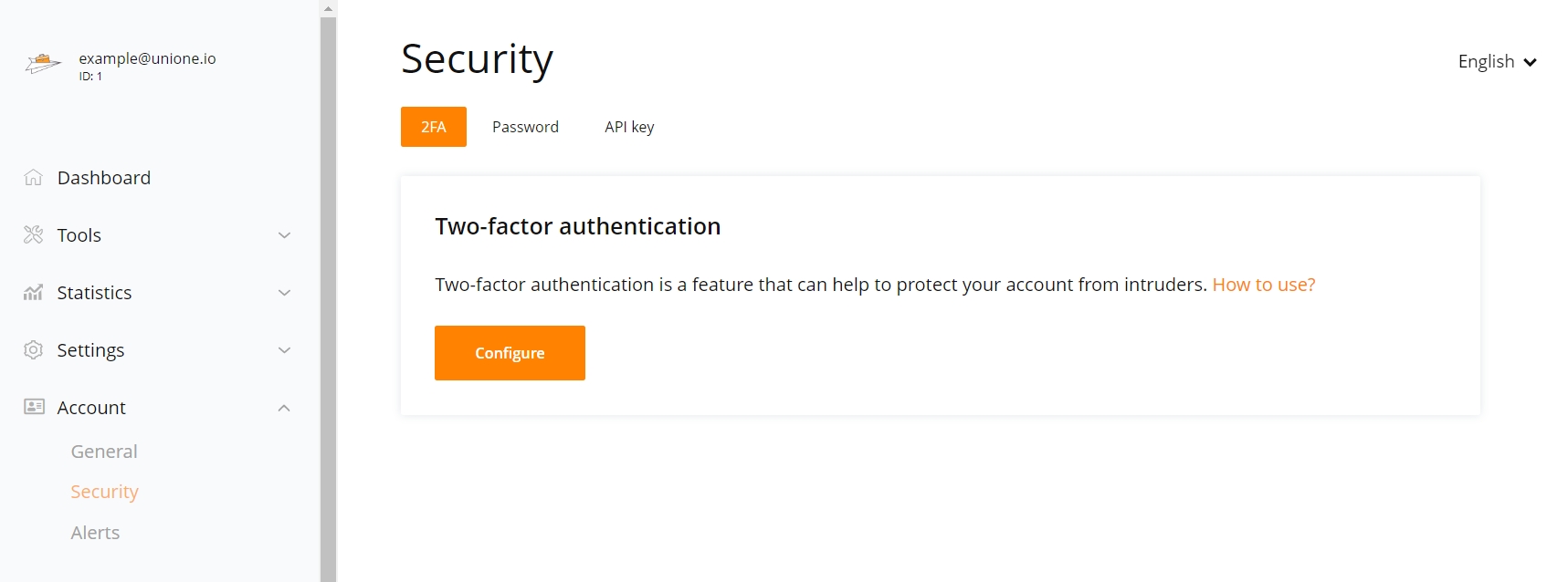 2fa settings page
